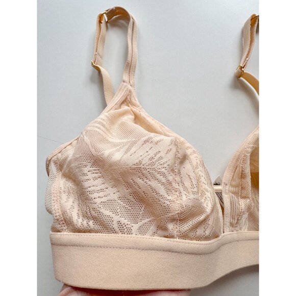 NWT LIVELY Toasted Almond Sheer Plunging Lace Triangle Bralette Bra, Size S - Picture 7 of 15